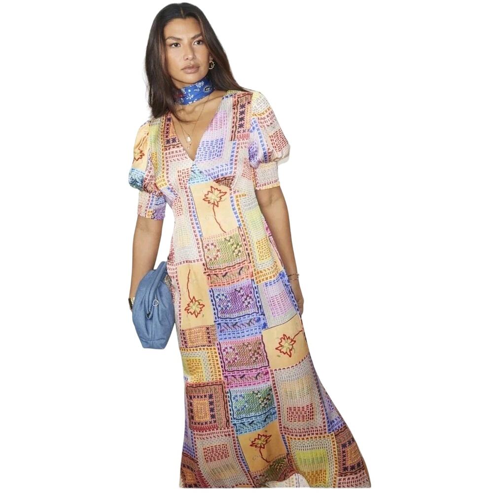 Never Fully Dressed May Patchwork Maxi Dress Sz 6 NWT Eclectic coastal cowgirl